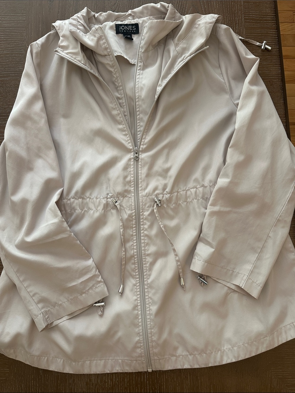 Jones New York Light Taupe Hooded Utility Jacket